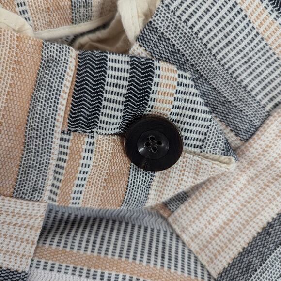 RTR sz2 Rosetta Getty Apron Wrap Halter Top Tan Black Jacquard Stripe Sleeveless - Picture 10 of 10